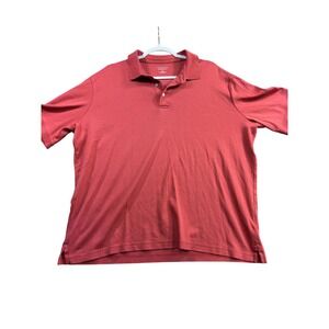Lands' End Mens XL Traditional Fit Polo Shirt Supima Cotton Red Short Sleeve